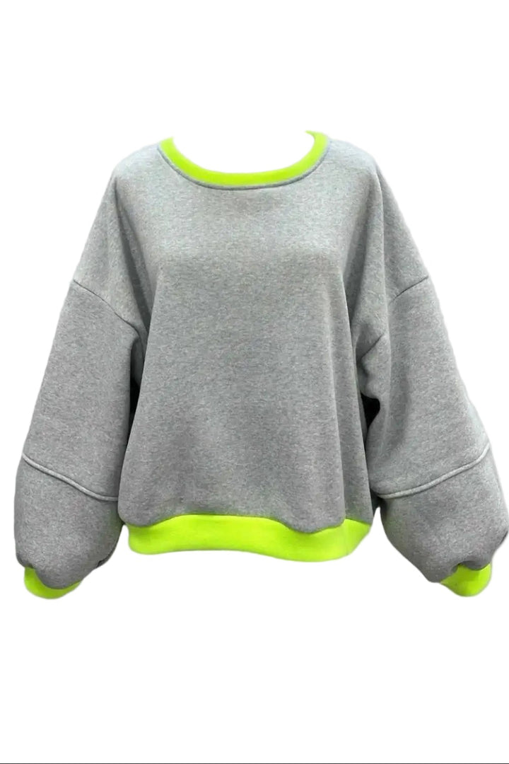 Mia Sweatshirt Grey & Neon Yellow | South of the River