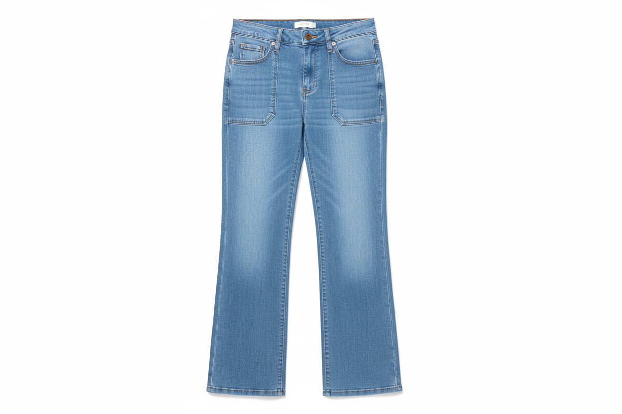 Person wearing blue jeans standing on a grassy area