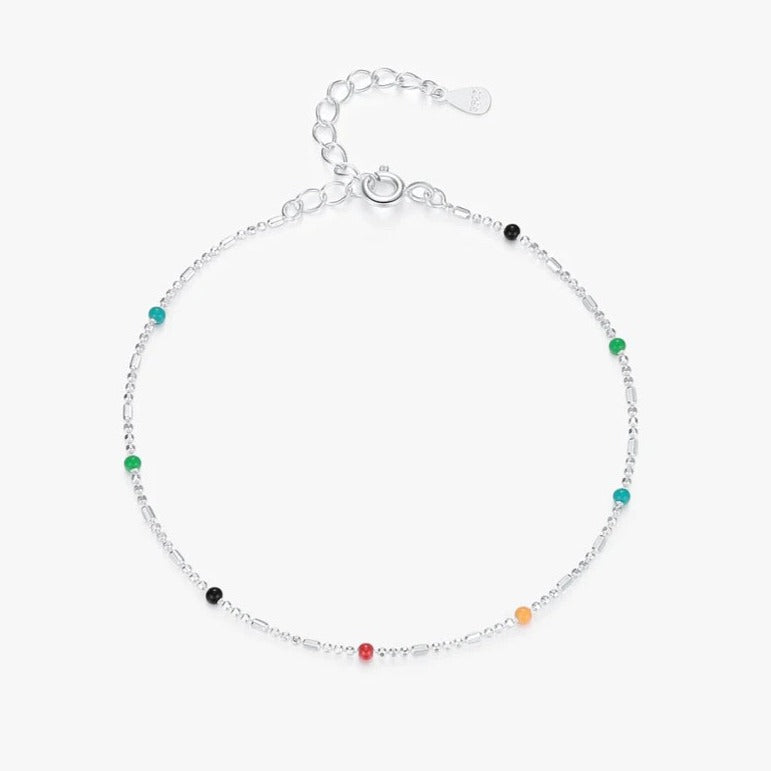Mini Enamel Beads 925 Silver Bracelet
