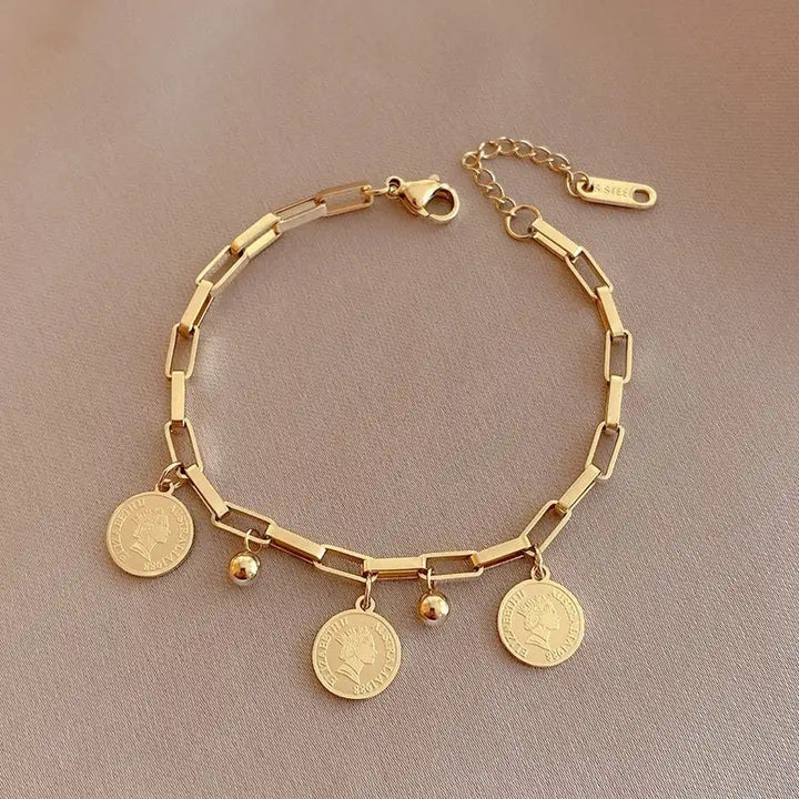 Boho Coin Charm Bracelet | Gold