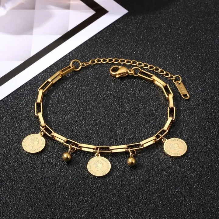 Boho Coin Charm Bracelet | Gold