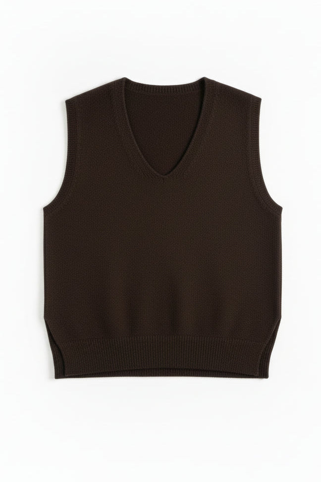 Black sleeveless top on a white background