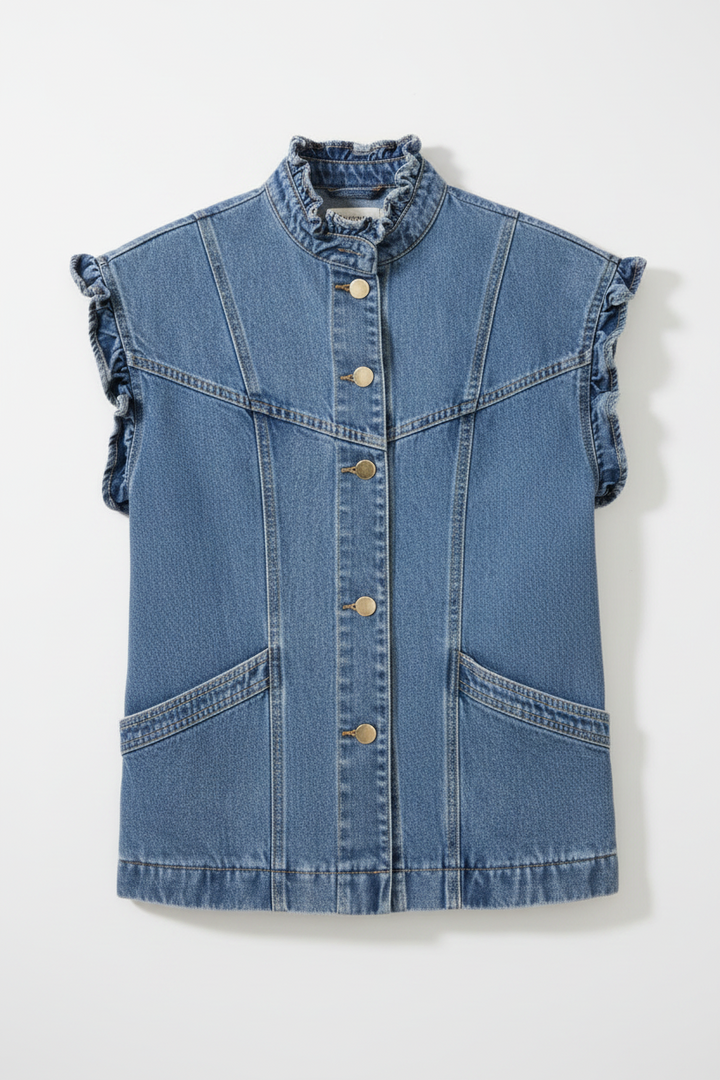 Denim Gilet | Cropped Sleeveless Jacket
