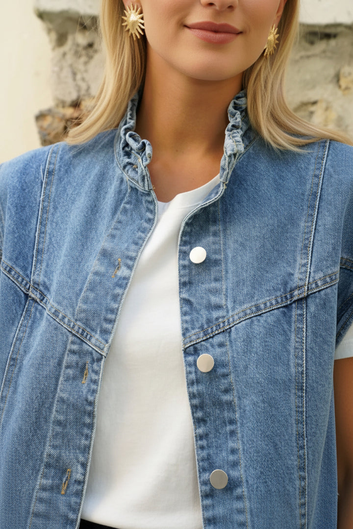 Denim Gilet | Cropped Sleeveless Jacket