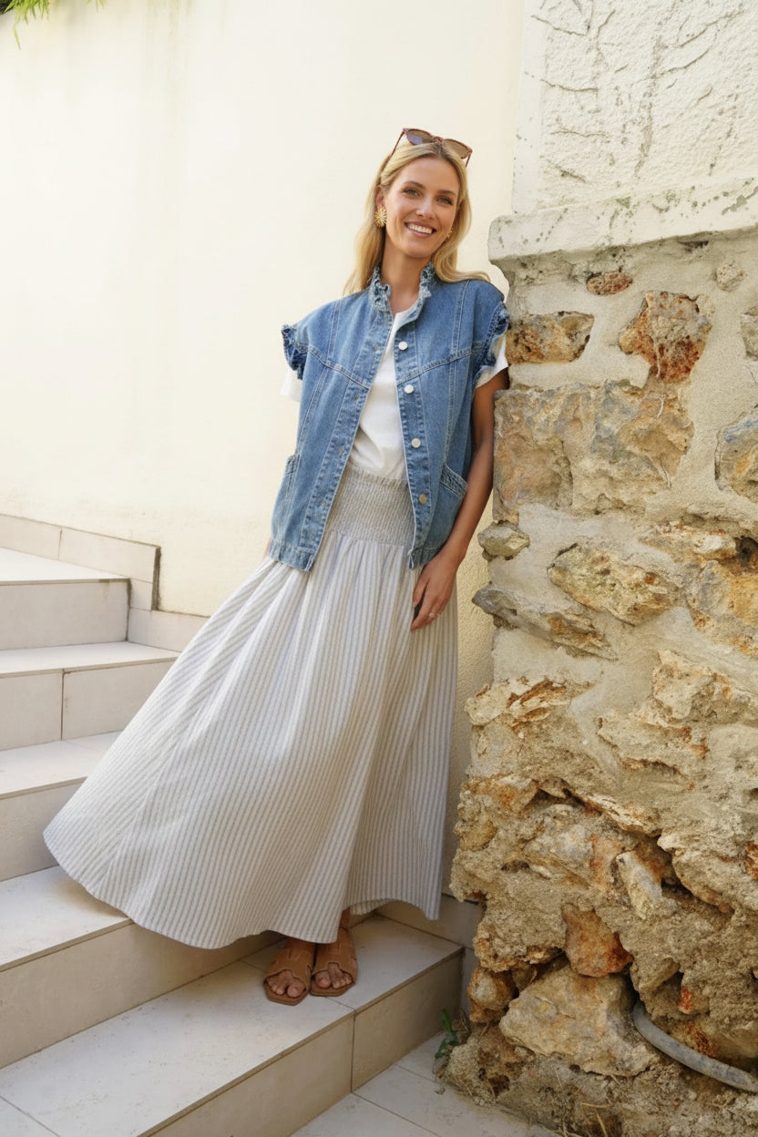 Denim Gilet | Cropped Sleeveless Jacket