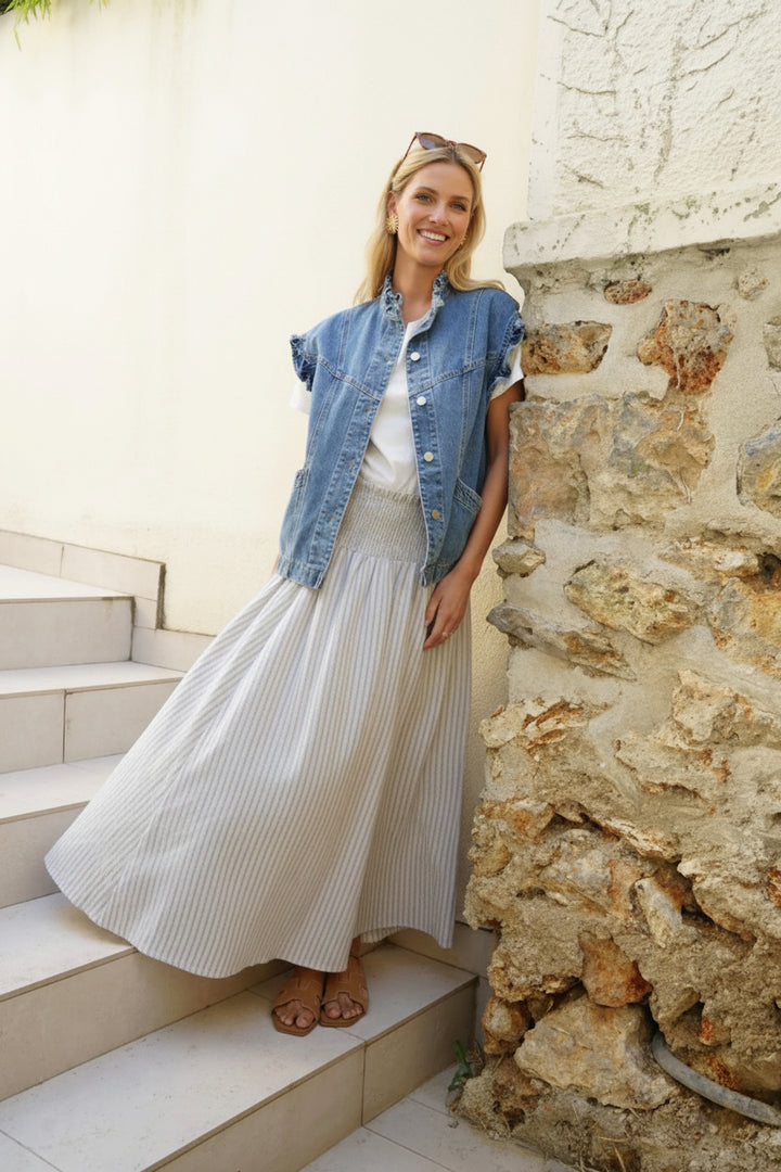 Denim Gilet | Cropped Sleeveless Jacket