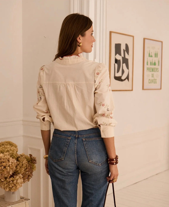 Autumn Cross Stitch Ruffle Blouse