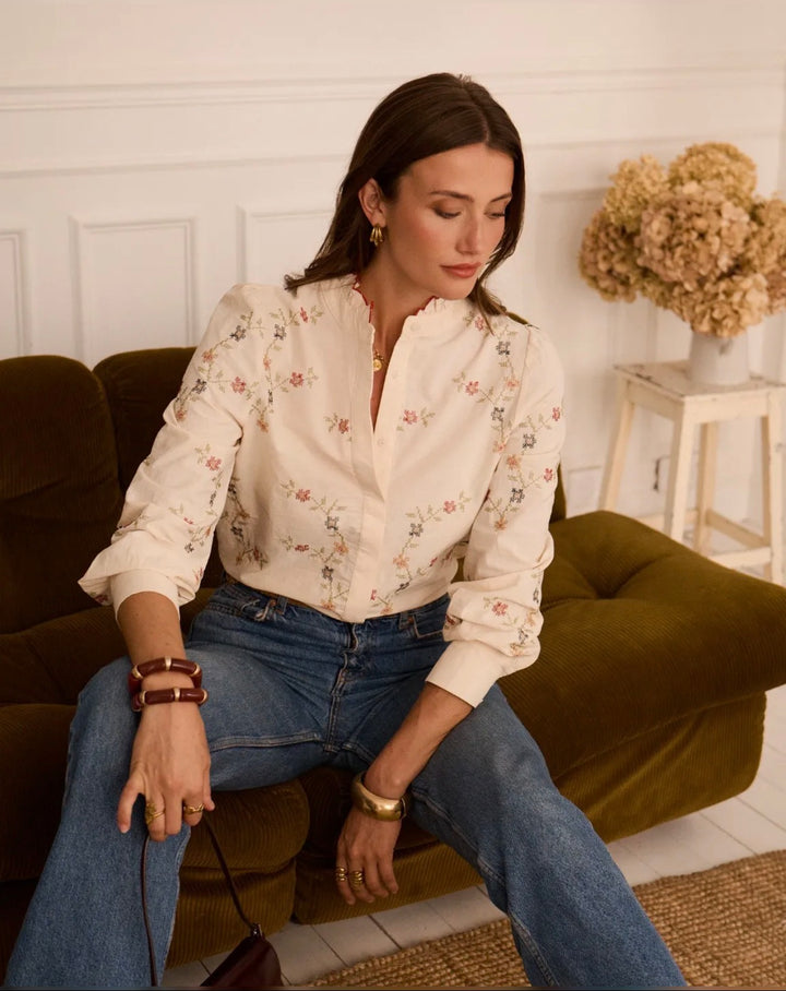 Autumn Cross Stitch Ruffle Blouse