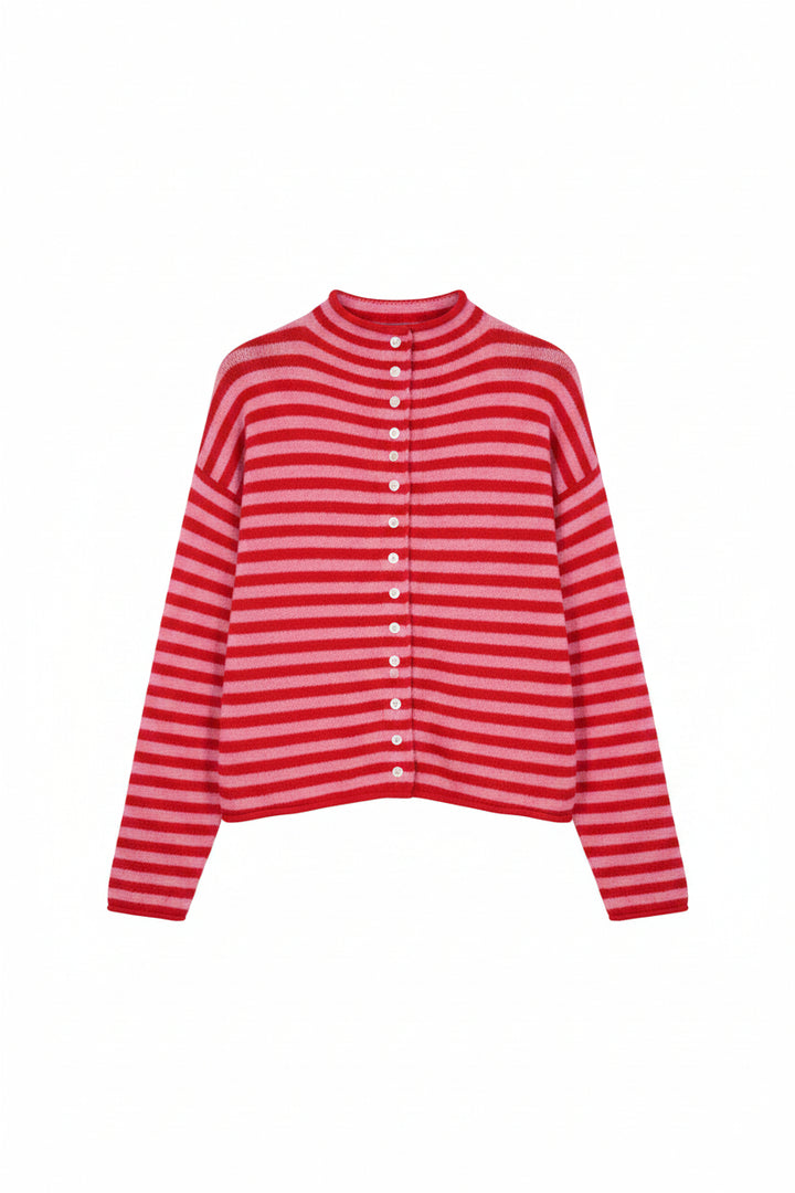 Della Red & Pink Stripe Cardigan