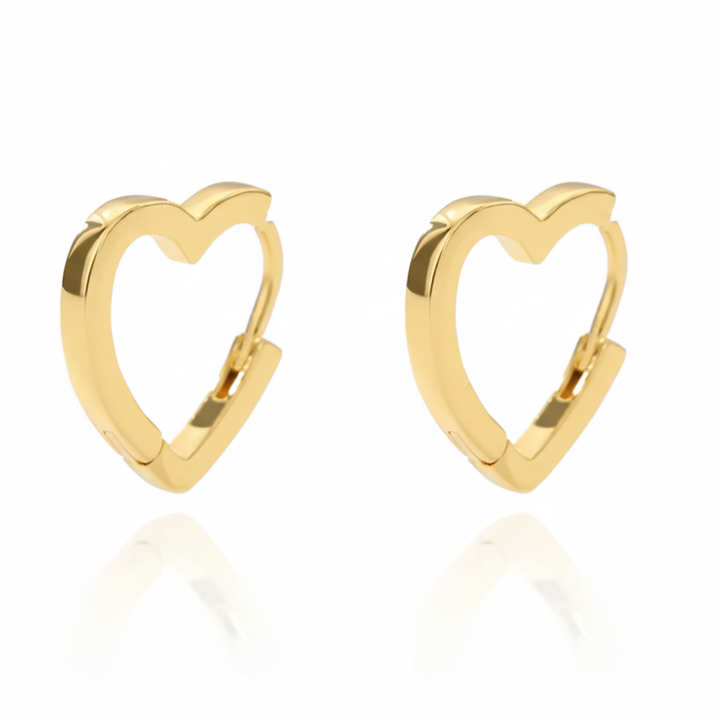 Stainless Steel Heart Hoop Earrings, Gold