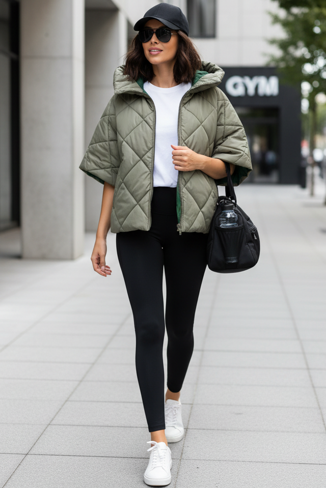 Brooke Hooded Quilted Funnel Neck Coat