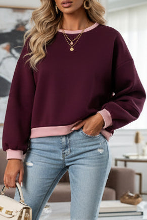 Mia Sweatshirt (Burgundy x Pink)