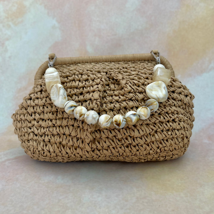 Cloud Woven Clutch with Bead Strap