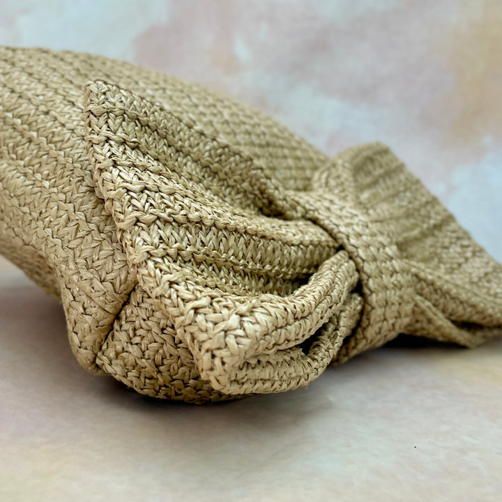 Emily Bow Natural Rafia Clutch Bag