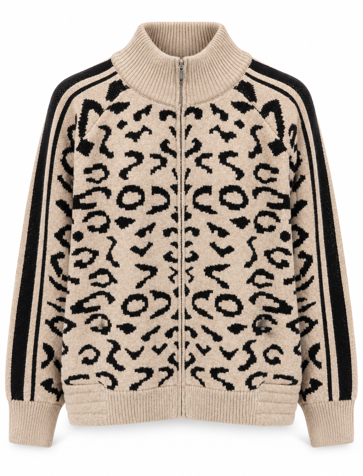 Nadia Leopard Print Zip-Through Cardigan
