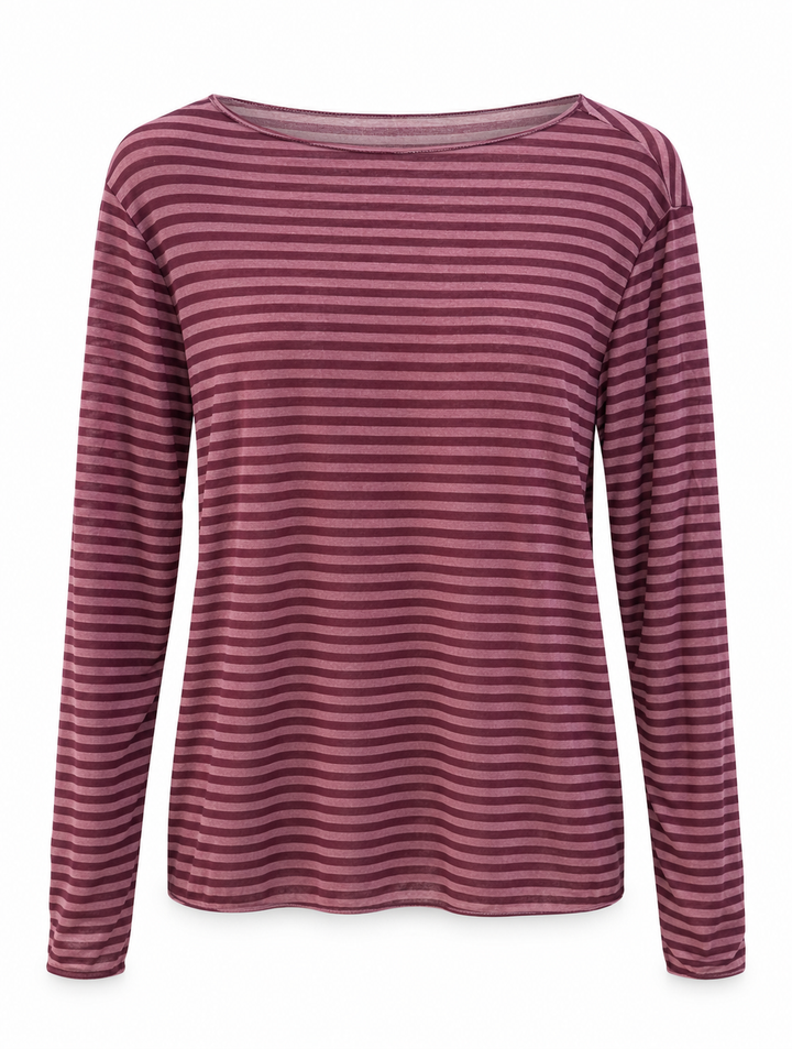 Cici Cashmere Blend Striped Long Sleeve Layering Top