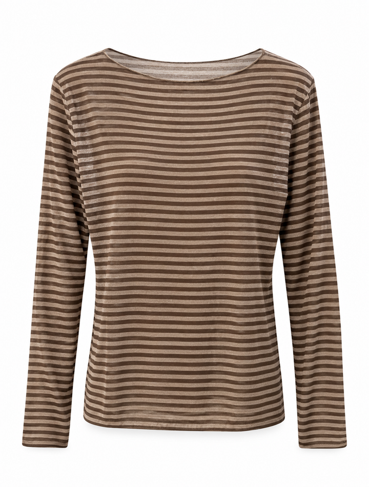 Cici Cashmere Blend Striped Long Sleeve Layering Top