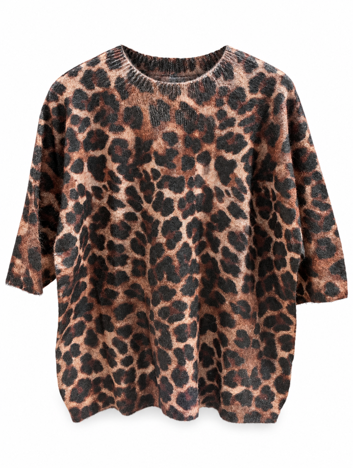 Eliza Leopard Print Short Sleeve Knit Top