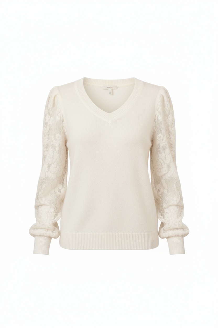 Lottie Lace Sleeve V Neck Jumper