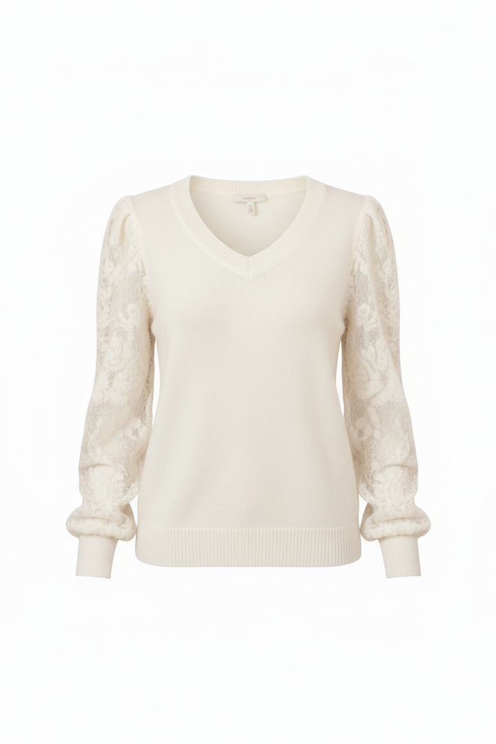 Lottie Lace Sleeve V Neck Jumper