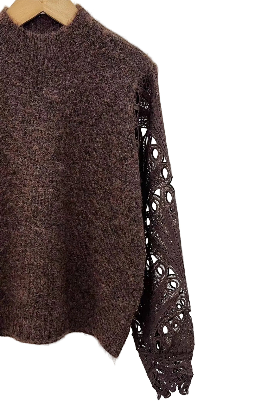 Maggie Turtle Neck Crochet Sleeve Jumper