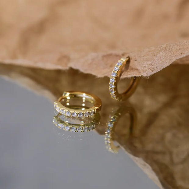 Crystal Huggy Hoop Earrings | Crystal