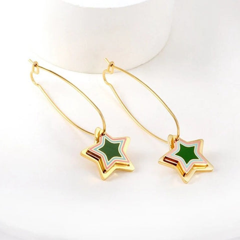 Star Hoops | Gold x Green