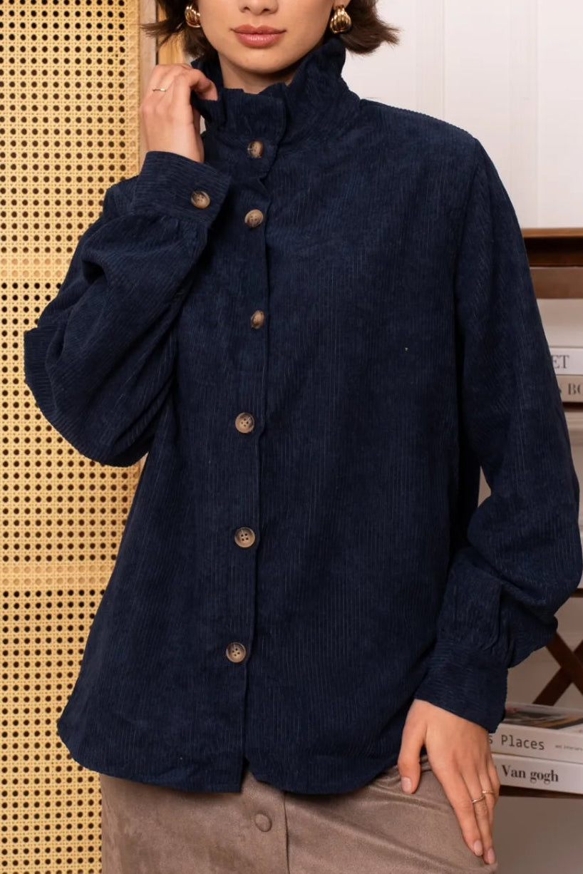 cord shirt with pie crust collar