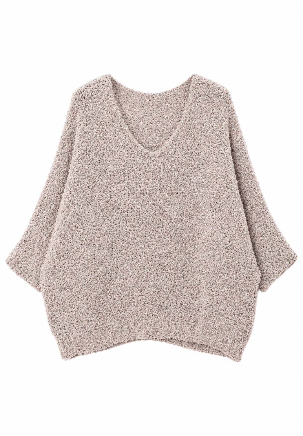 Jenny Boucle Batwing V Neck Jumper
