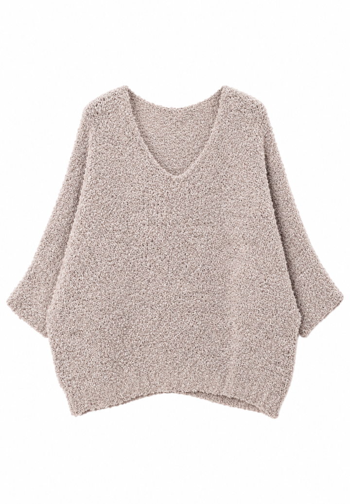 Jenny Boucle Batwing V Neck Jumper
