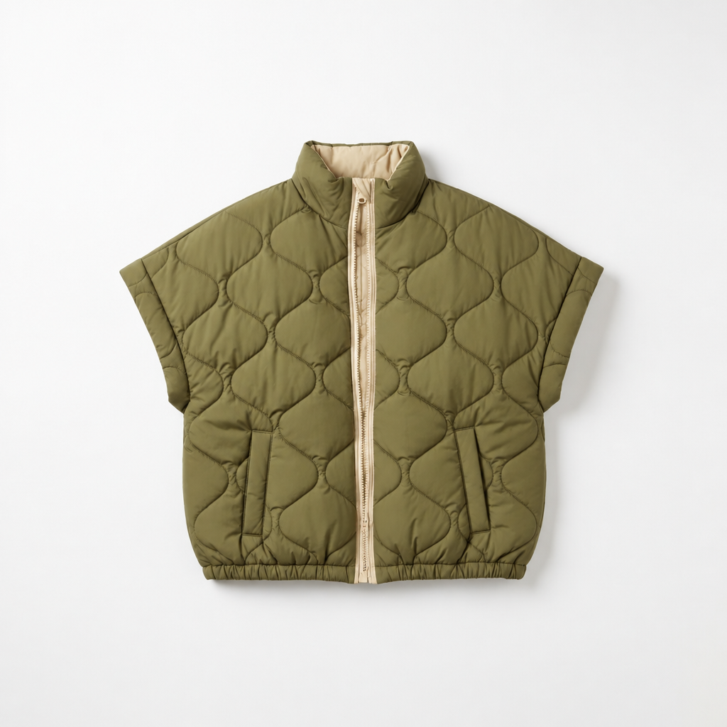 Samantha Khaki Sleeveless Quilted Gilet