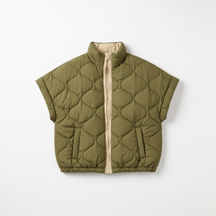Samantha Khaki Sleeveless Quilted Gilet