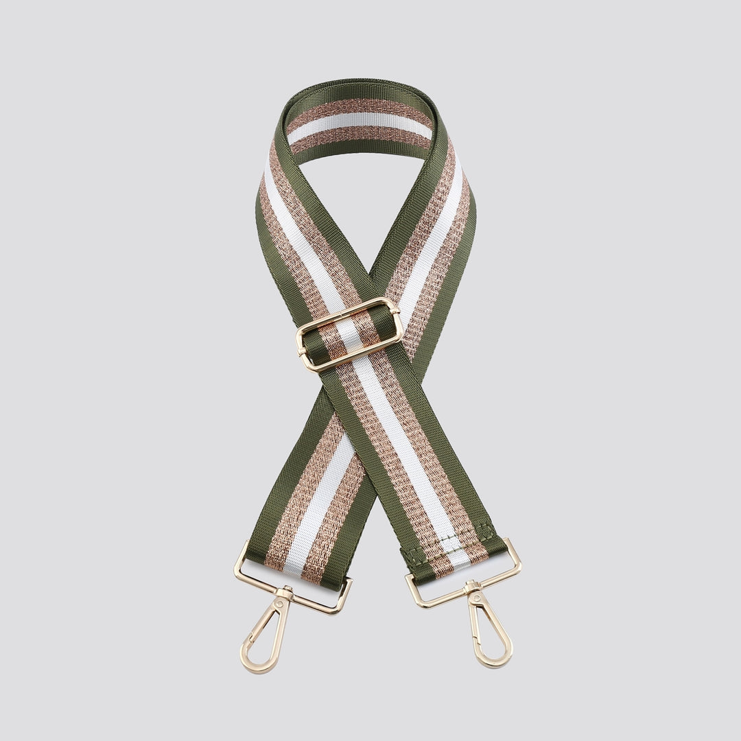Metallic Stripe Bag Strap | Khaki x Metallic