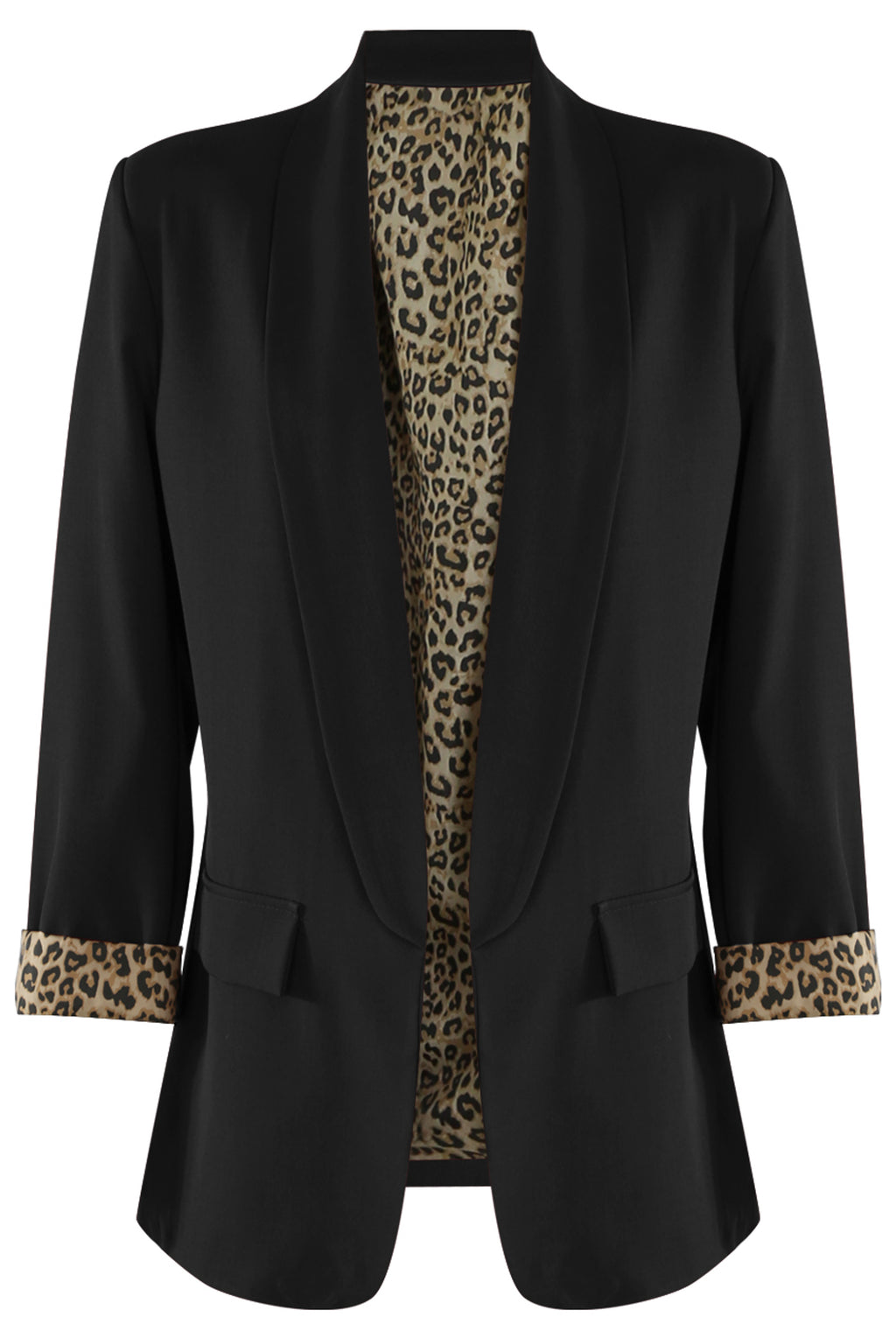 Gigi Leopard Lined Blazer | Black
