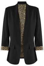 Gigi Leopard Lined Blazer | Black