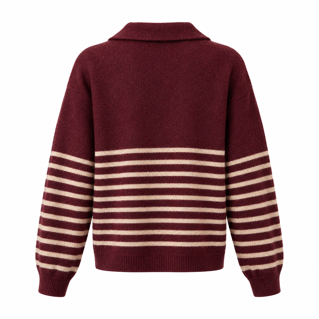 Laura Stripe Cashmere Blend Jumper | Burgundy & Beige | Cashmere Blend