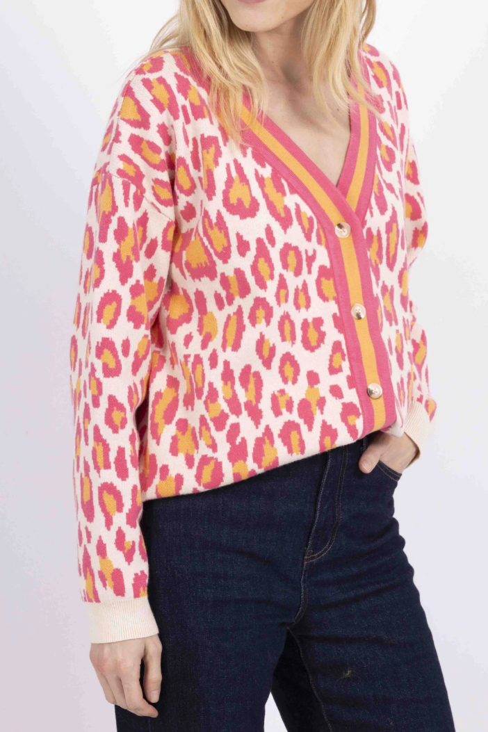 Lotte Leo Cardigan (Pink x Orange)