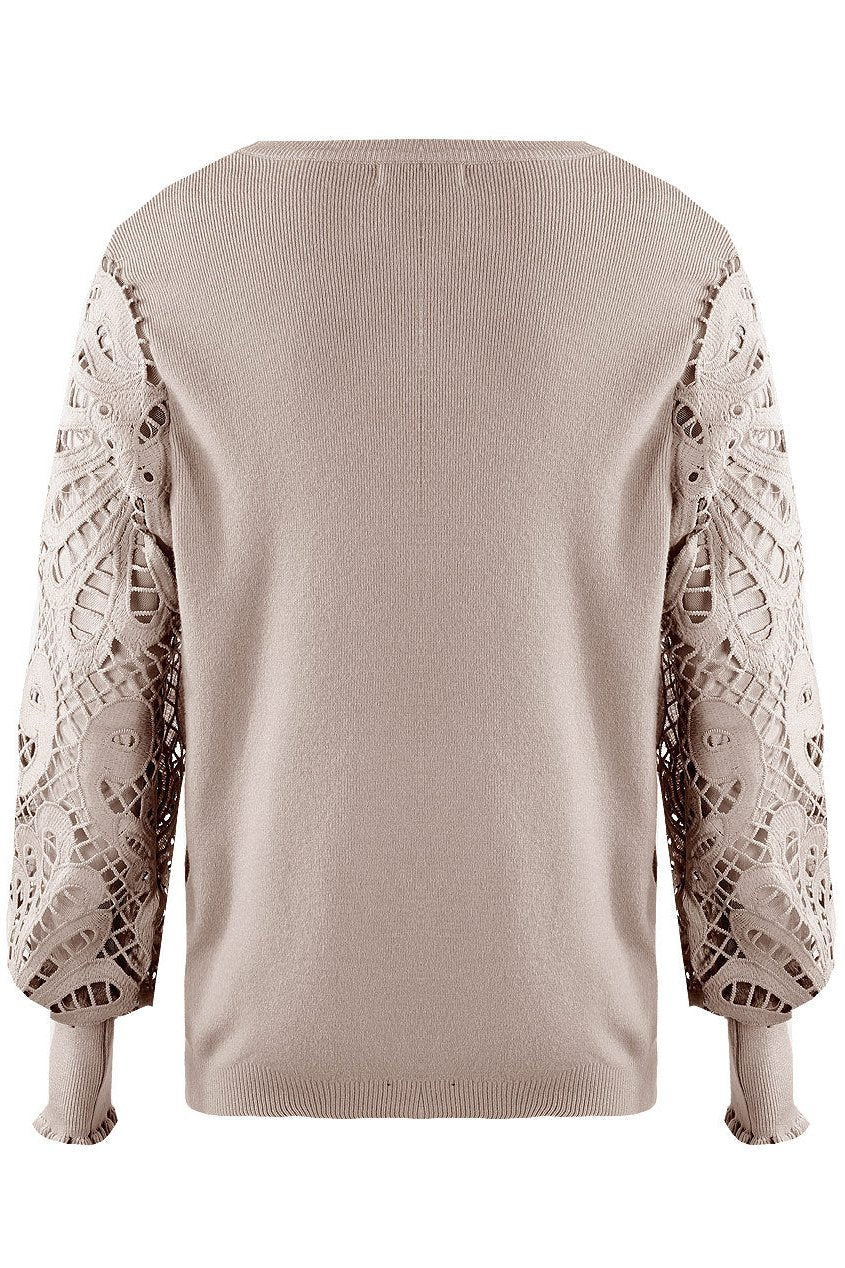 Molly Crochet Sleeve Jumper | Taupe