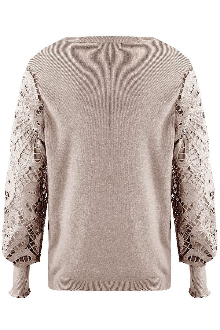 Molly Crochet Sleeve Jumper | Taupe