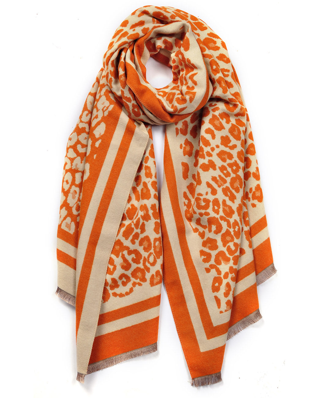 Cashmere Blend Classic Tassel Scarf | Orange Leo