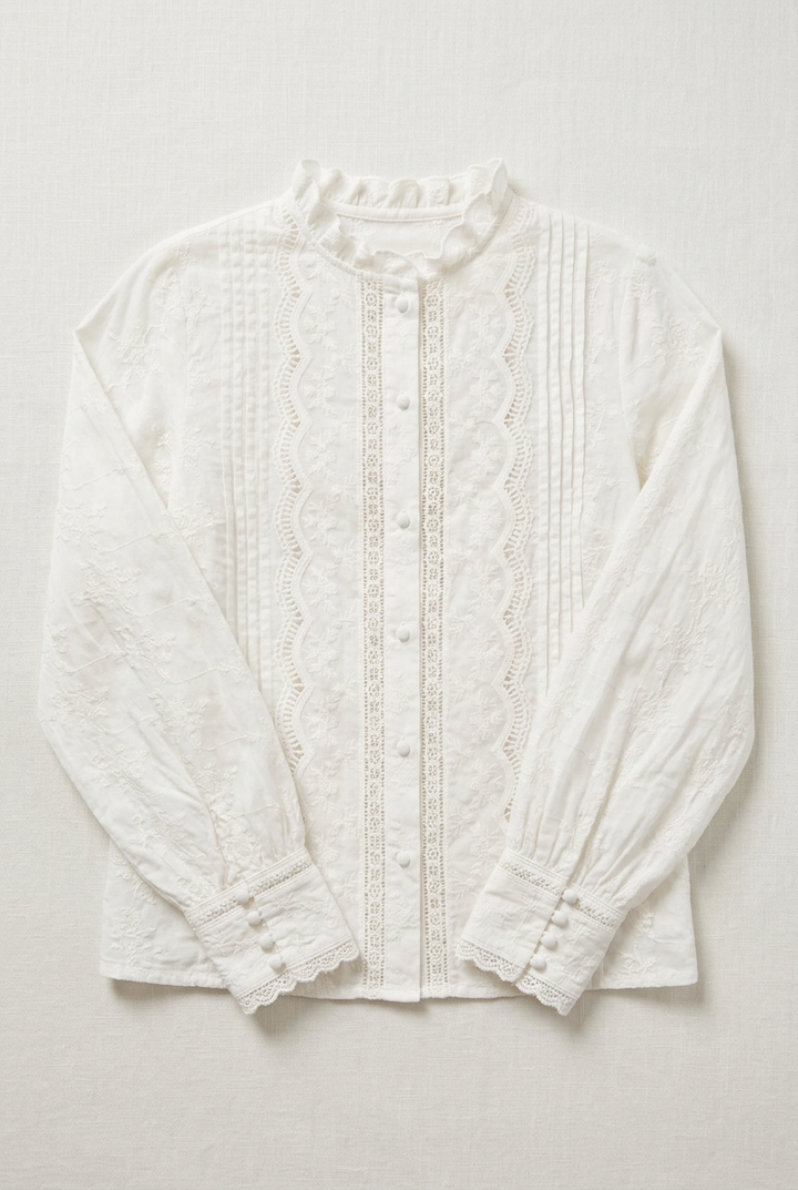 Fable Scallop Embroidered Detail Blouse