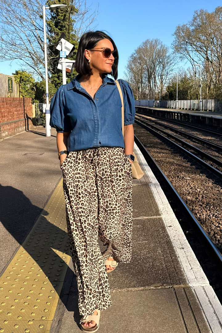 *** PRE ORDER *** Zoe Leopard Print Wide Leg Trousers