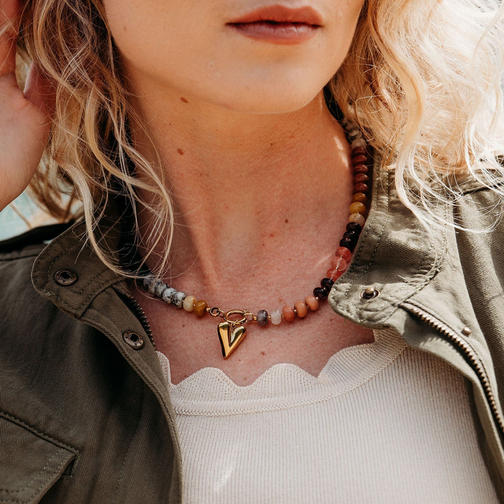 Boho Heart Stone Necklace