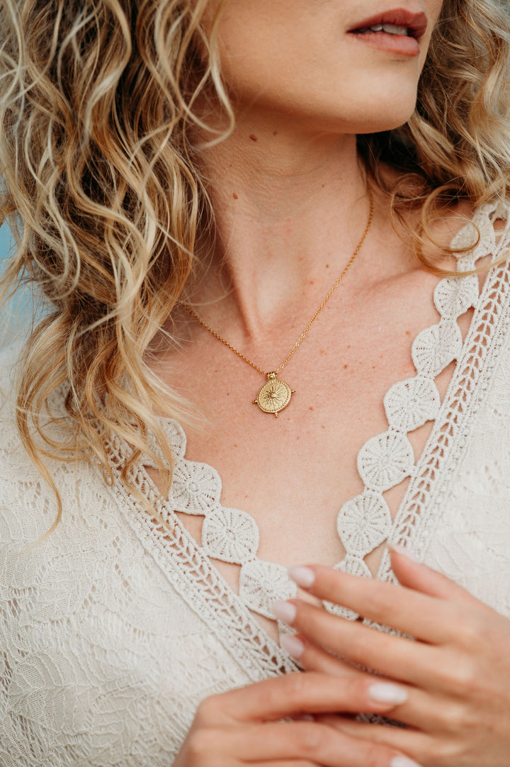 Compass Disc Necklace