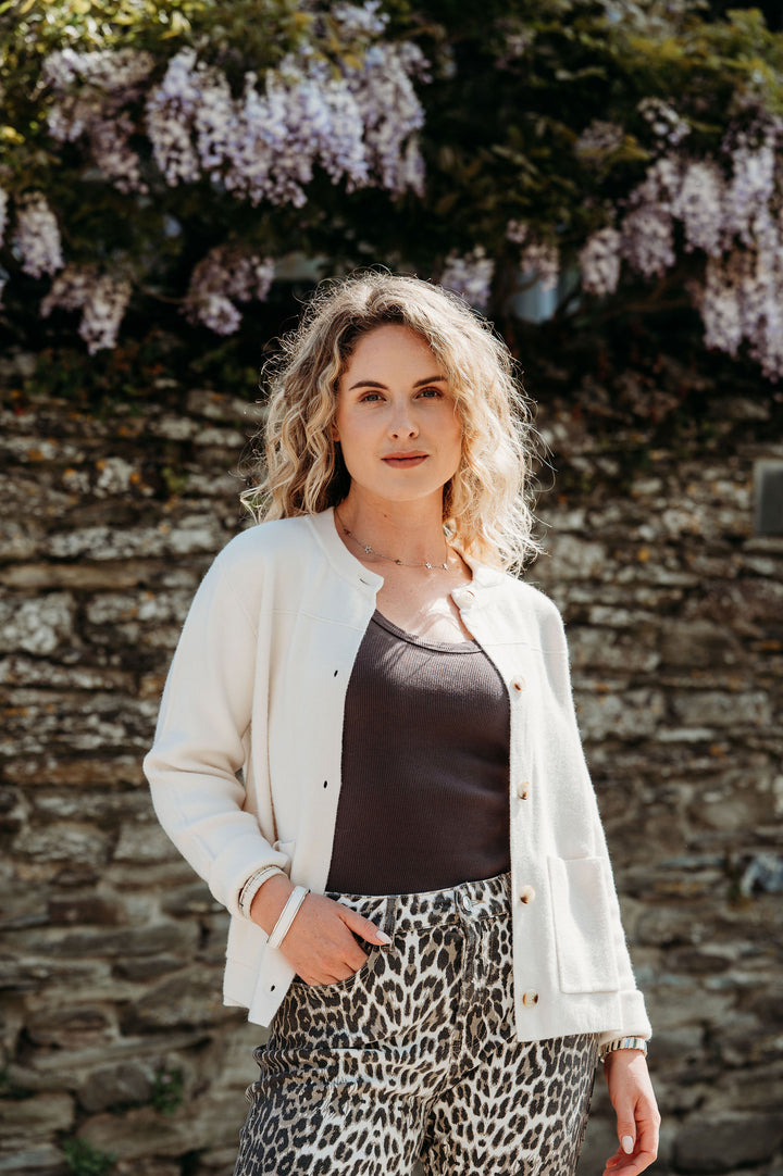 Cora Collarless Cardigan