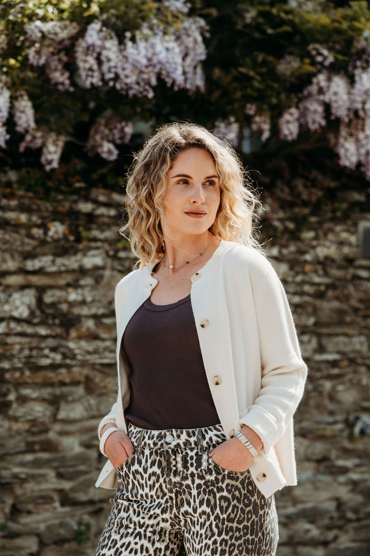 Cora Collarless Cardigan