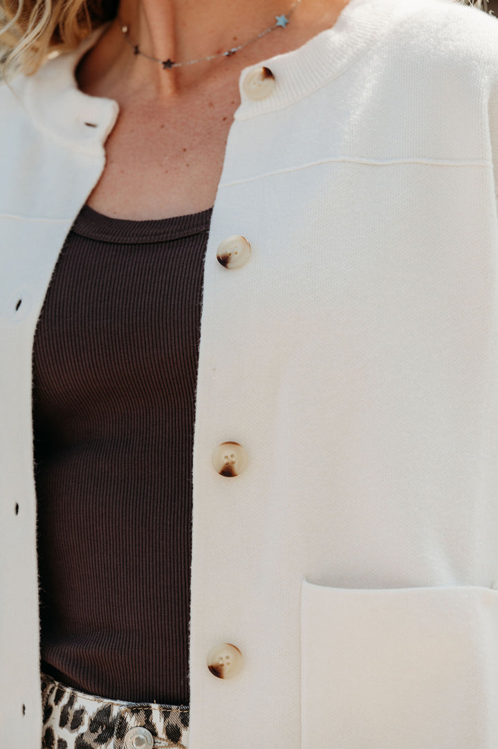 Cora Collarless Cardigan