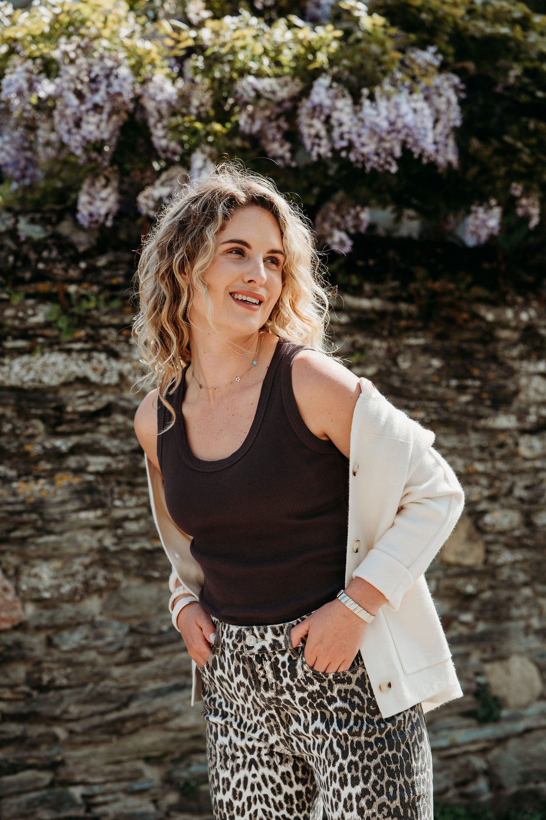 Cara Fine Rib Vest Top (Chocolate, Navy, Cream or Black)
