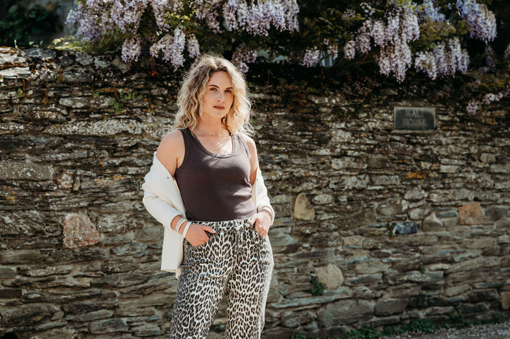 Cara Fine Rib Vest Top (Chocolate, Navy, Cream or Black)