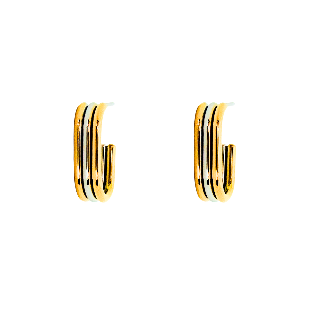 Oval Stainless Steel Hoops (Gold x Silver)